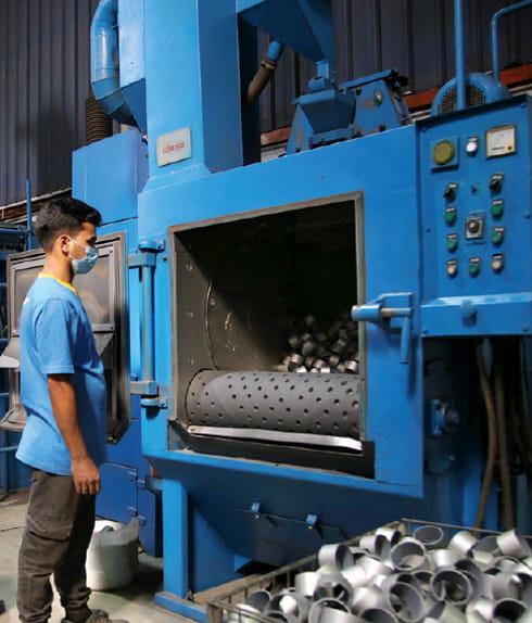 Employee with safety glasses